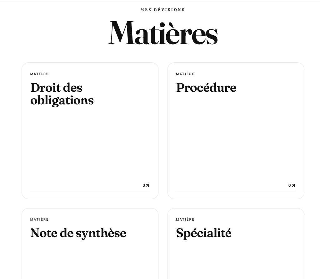 Aperçu de la page Matières