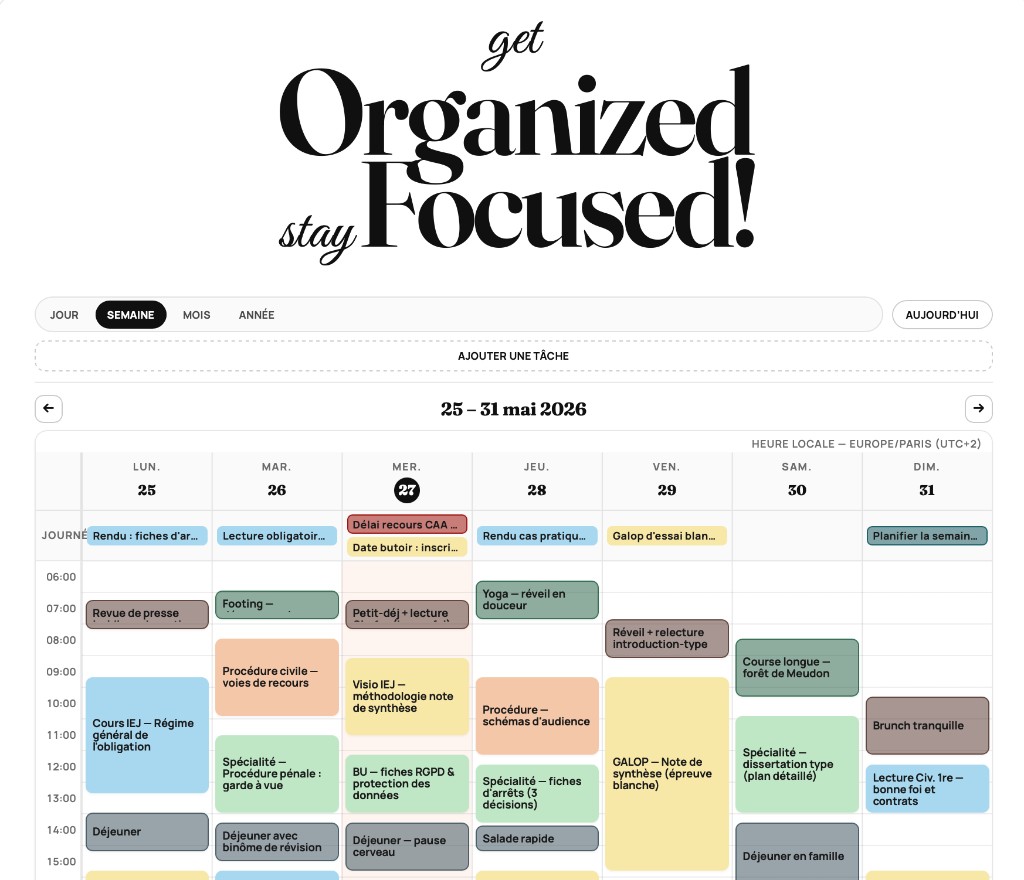 Aperçu de la page Planner